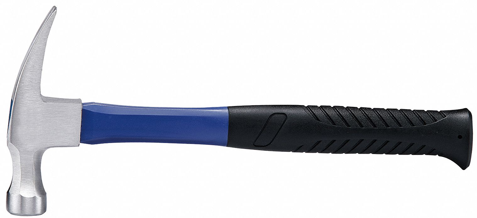 STRAIGHT CLAW HAMMER, STEEL, TEXTURED GRIP, FIBREGLASS HANDLE, 20 OZ HEAD WT, 13 IN OVERALL L