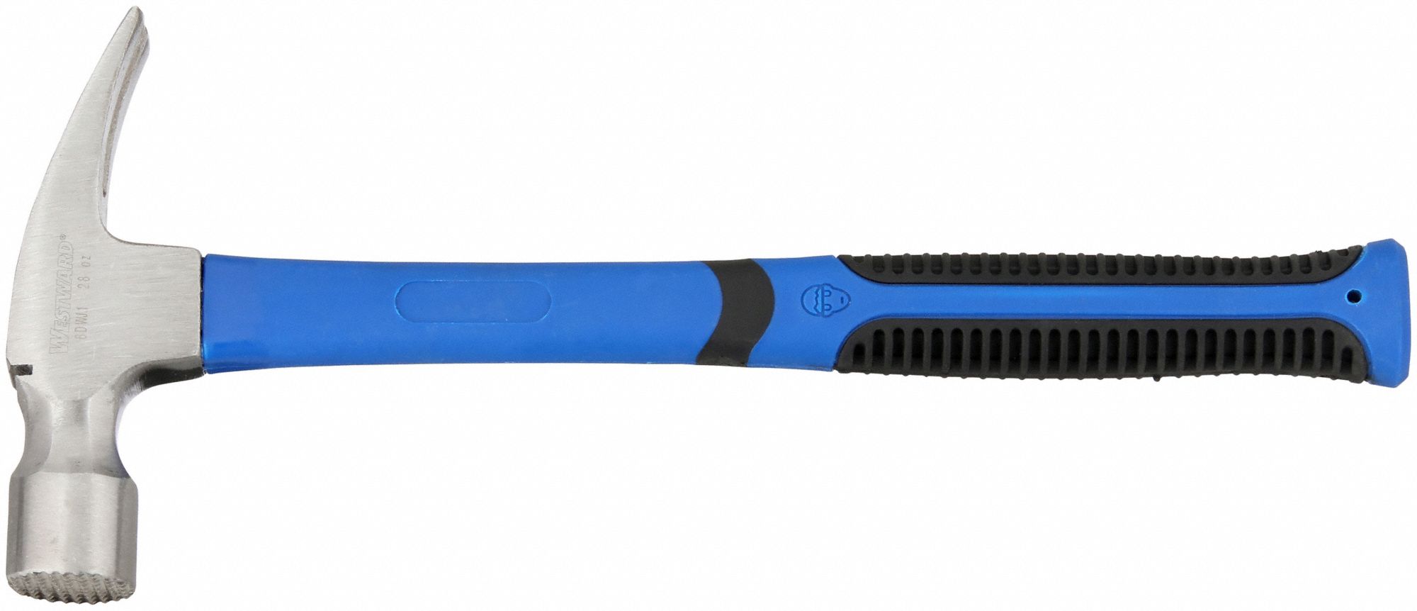 STRAIGHT FRAMING HAMMER, STEEL, RIBBED GRIP, FIBREGLASS HANDLE, 28 OZ HEAD WT, 15 IN OVERALL L