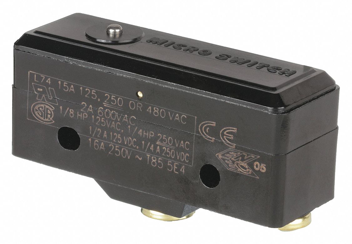 Snap Action Switch: Plunger Actuator, 1NO/1NC, Screw