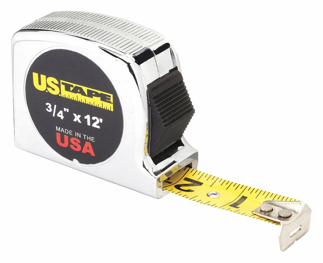 TAPE MEASURE,3/4 IN X 12 FT,CHROME,FT/IN