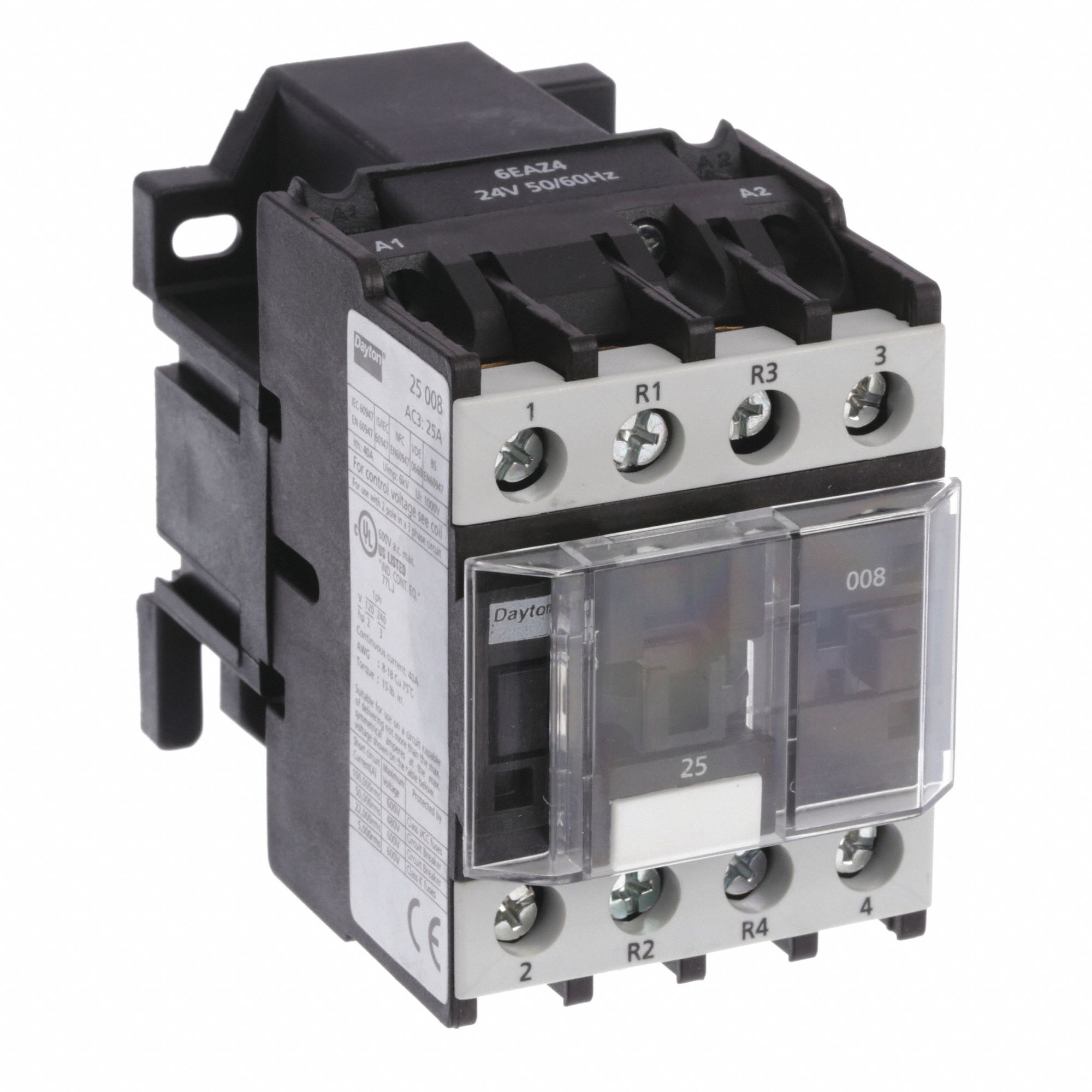 IEC MAGNETIC CONTACTOR, NON-REVERSING, 4 POLES, 25 A, 24V AC COIL