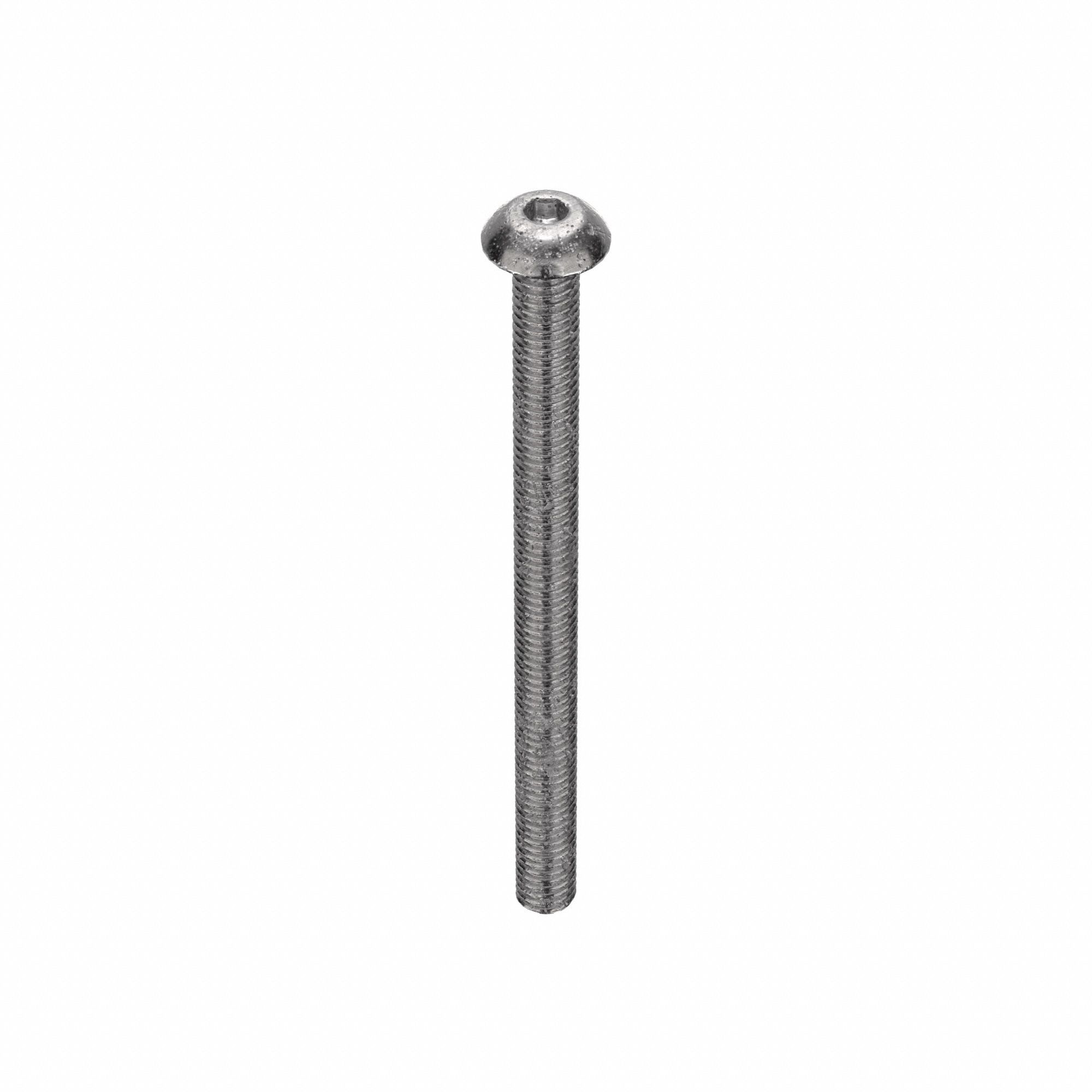 Socket Head Cap Screw: M3x0.50 Thread Size, 40 mm Lg, Button, Plain, Stainless Steel, 18-8, 25 PK