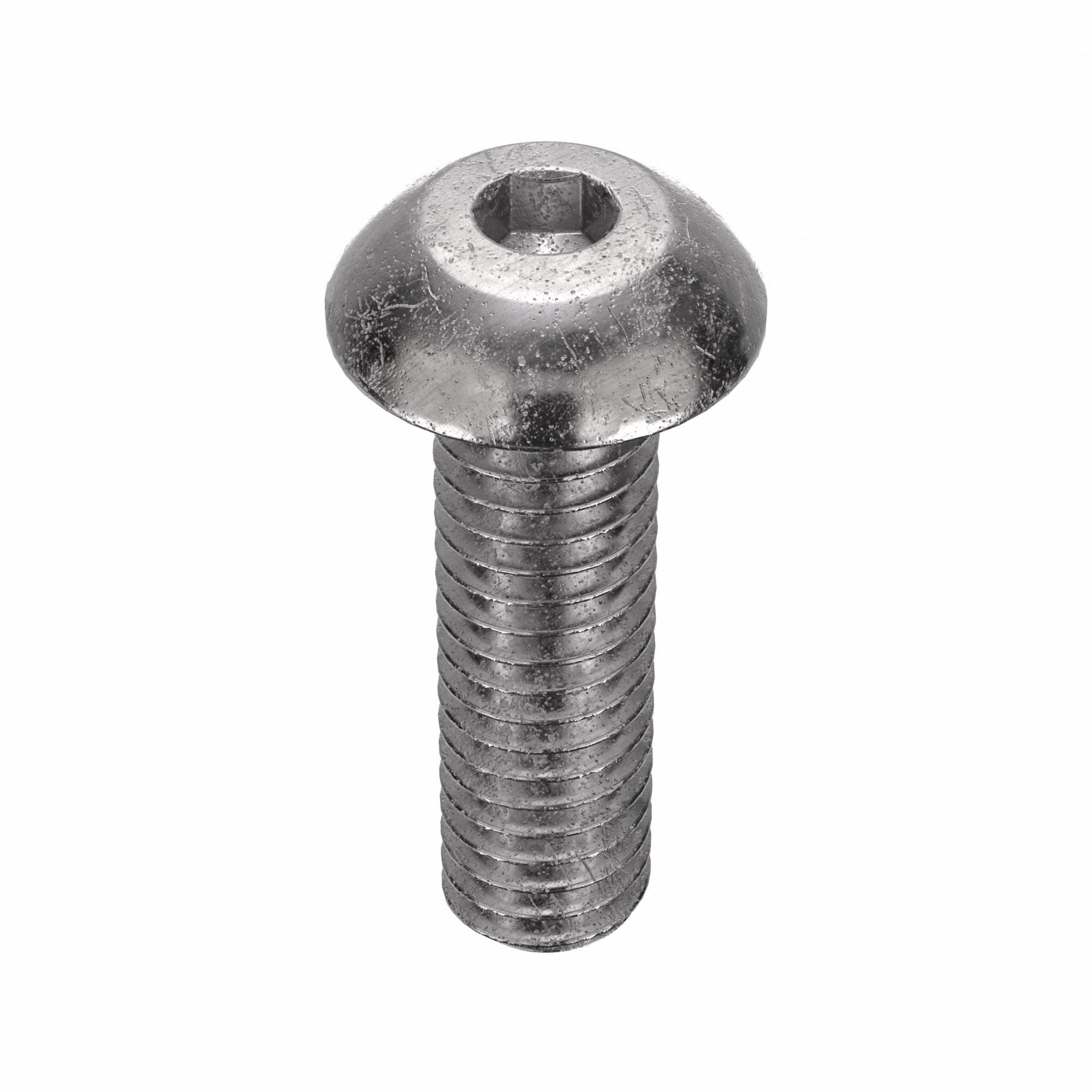 Socket Head Cap Screw: M4x0.70 Thread Size, 14 mm Lg, Button, Plain, Stainless Steel, 18-8, 50 PK
