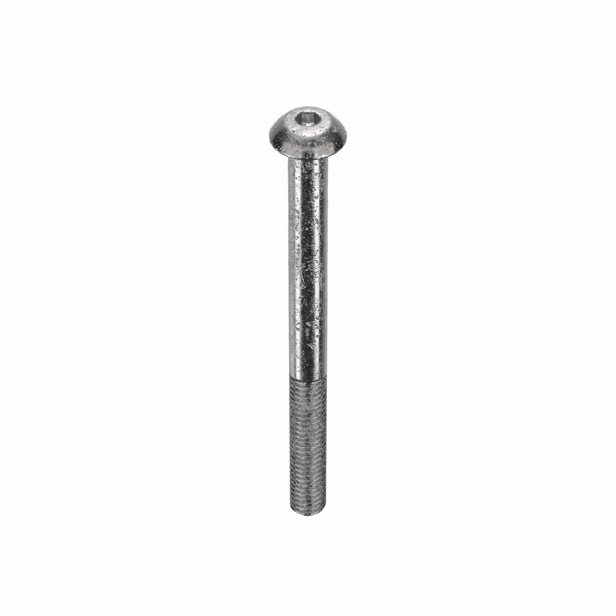 Socket Head Cap Screw: M4x0.70 Thread Size, 50 mm Lg, Button, Plain, Stainless Steel, 18-8, 10 PK