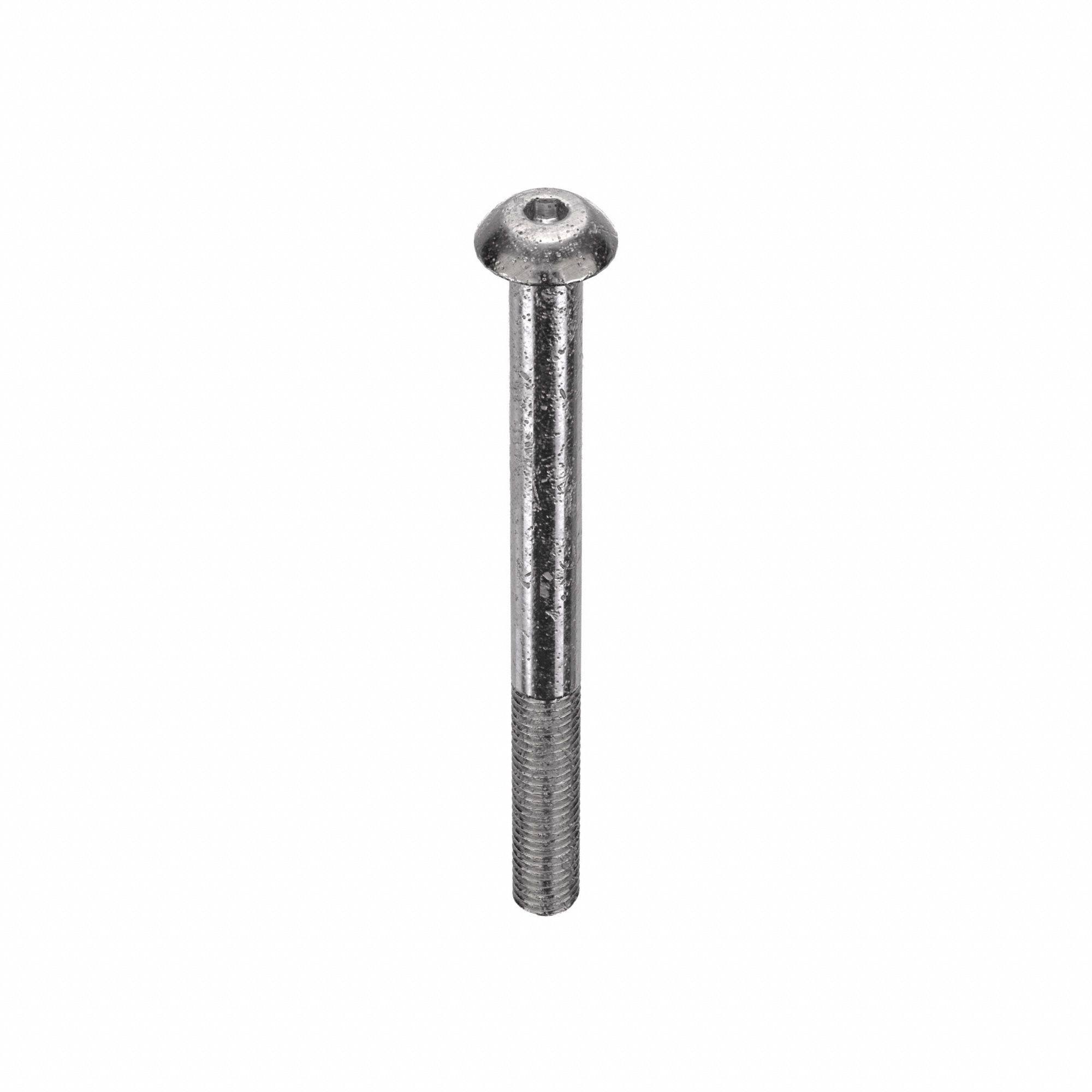 Socket Head Cap Screw: M5x0.80 Thread Size, 60 mm Lg, Button, Plain, Stainless Steel, 18-8, 10 PK