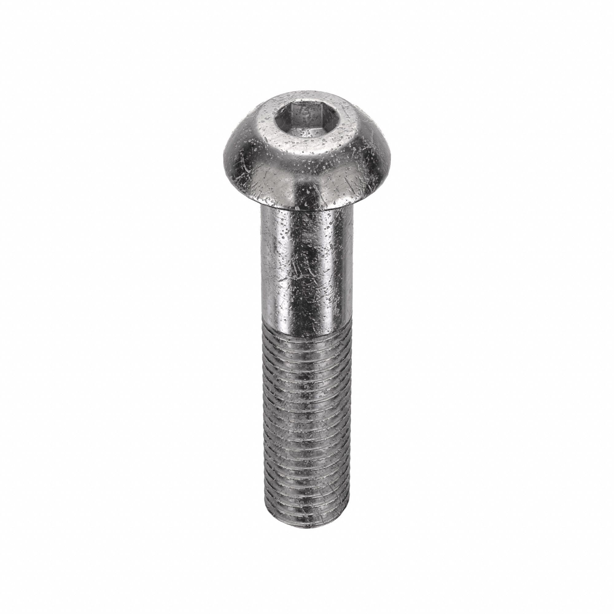 Socket Head Cap Screw: M12x1.75 Thread Size, 60 mm Lg, Button, Plain, Stainless Steel, 18-8, 5 PK