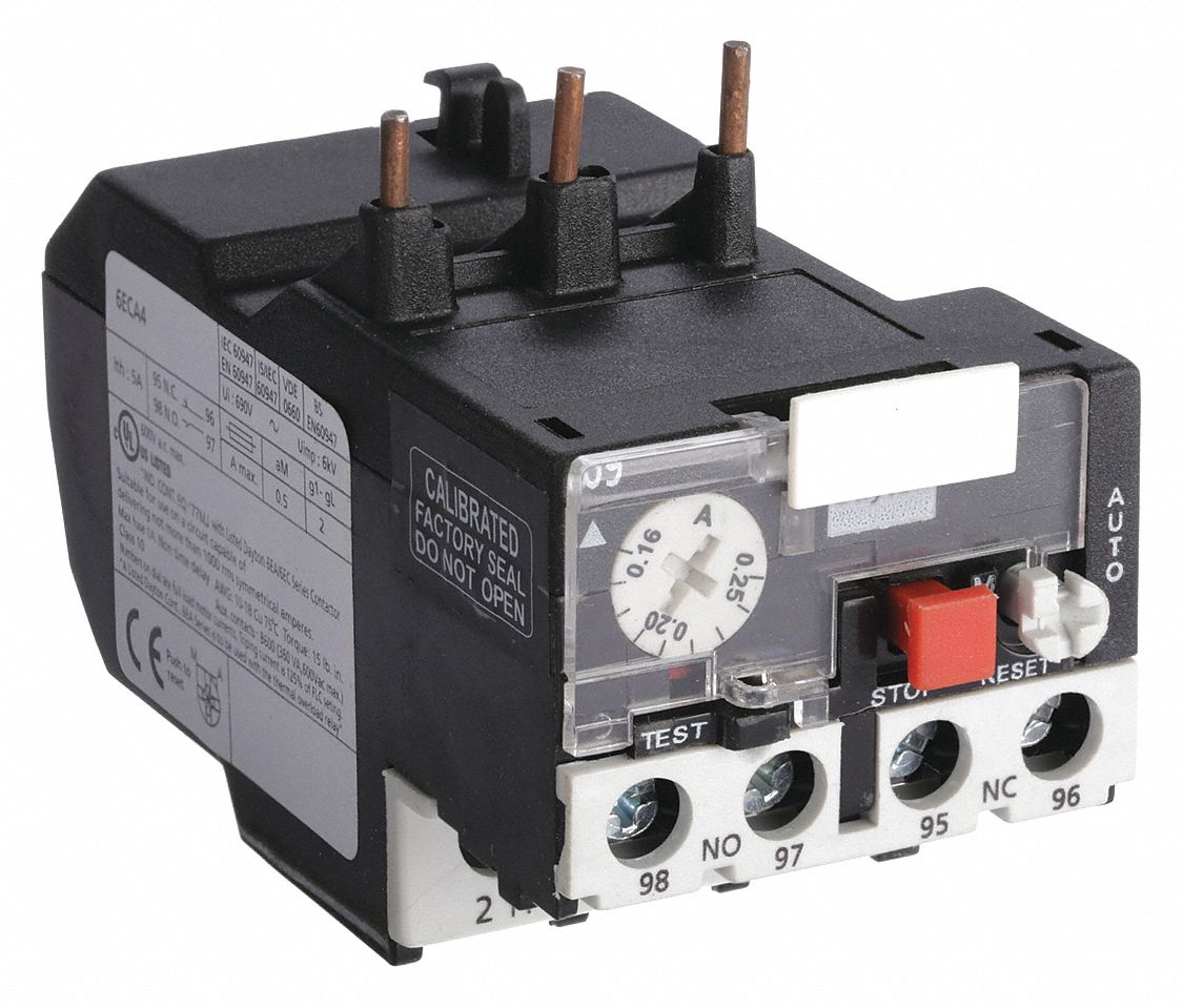 Overload Relay: Thermal Protection, 3 Poles, 1NO/1NC, Phase Loss Sensitivity, 0.16 A – 0.25 A