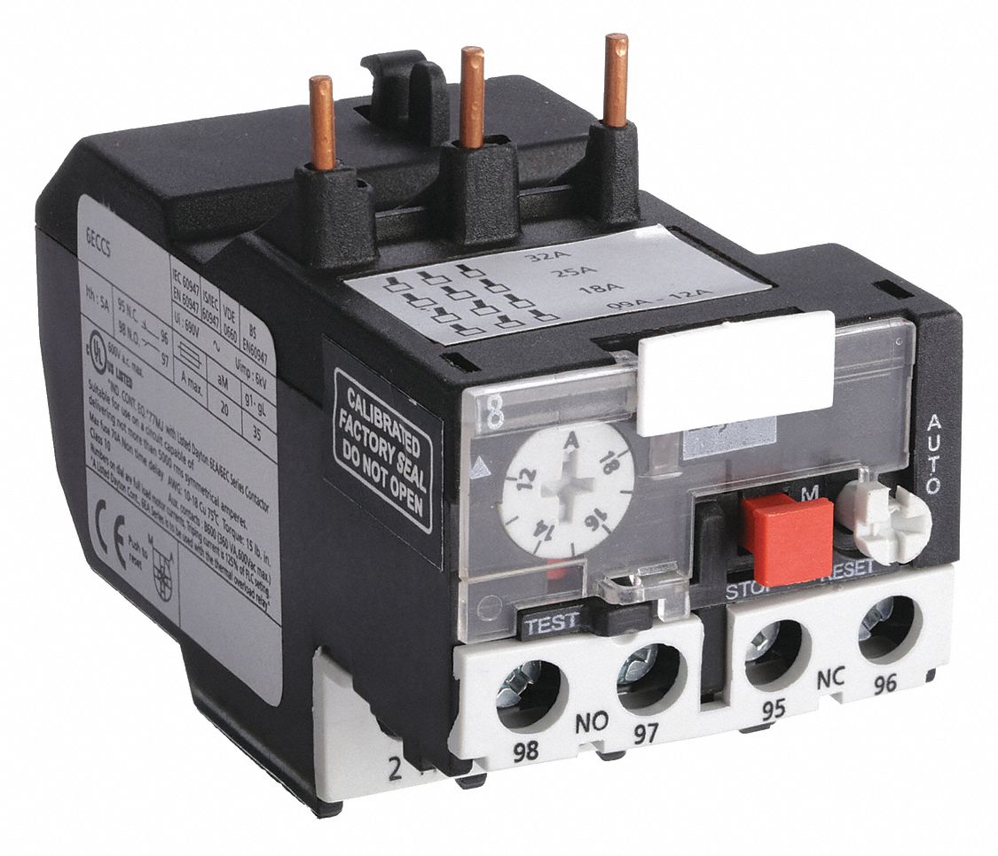 Overload Relay: Thermal Protection, 3 Poles, 1NO/1NC, Phase Loss Sensitivity, 12 A – 18 A