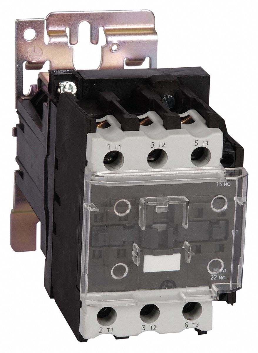 IEC MAGNETIC CONTACTOR, NON-REVERSING, 3 POLES, 50 A, 24V DC COIL, 1NO/1NC