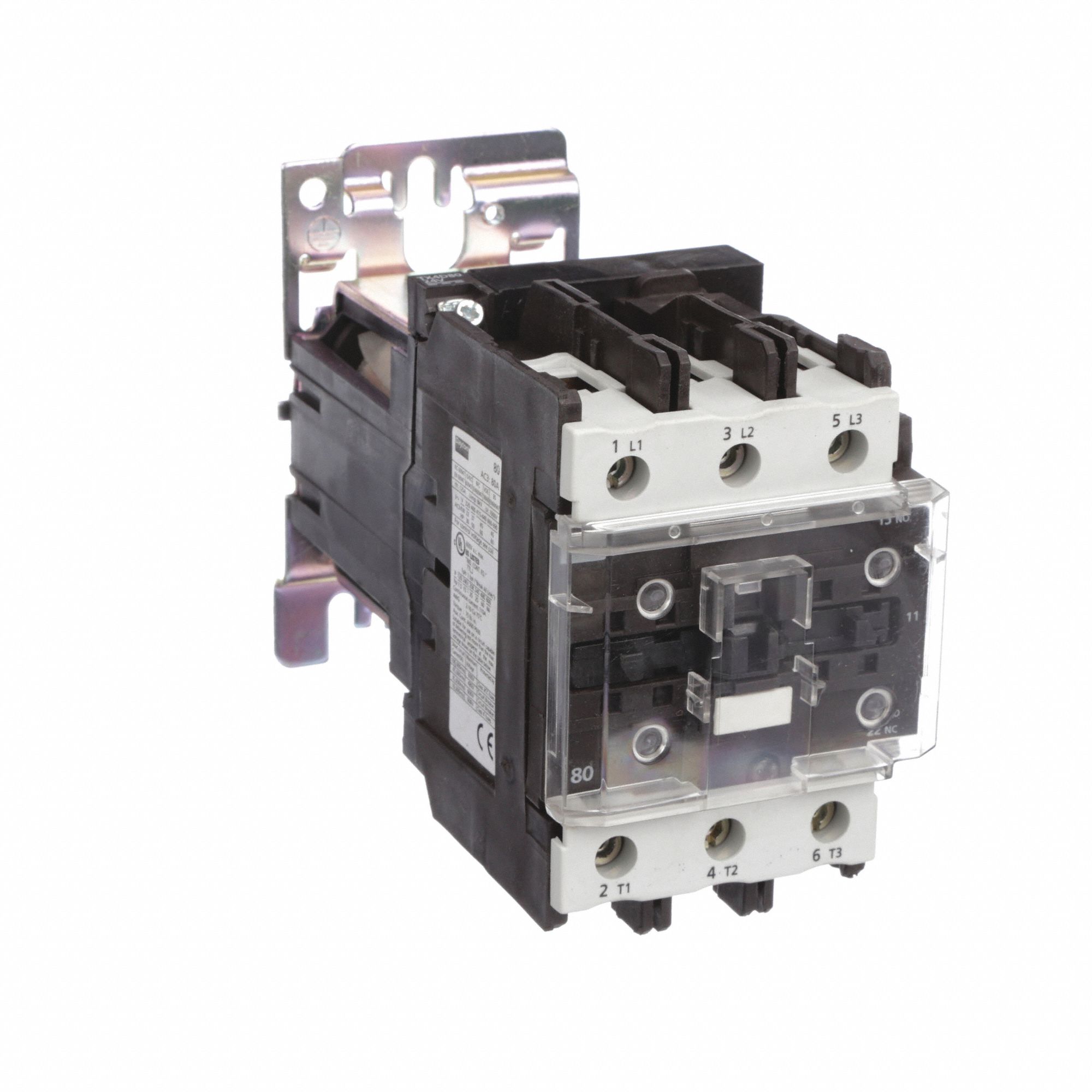 IEC MAGNETIC CONTACTOR, NON-REVERSING, 3 POLES, 80 A, 24V DC COIL, 1NO/1NC