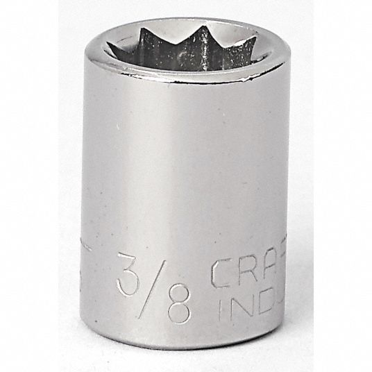 Socket, 3/8 in Drive Size, Alloy Steel, Chrome Finish - Grainger