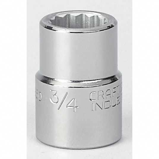 Socket, 3/4 in Drive Size, Alloy Steel, Chrome Finish - Grainger