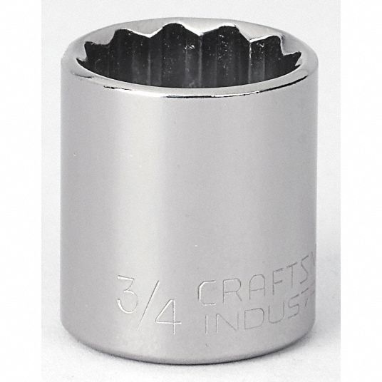 Socket, 3/8 in Drive Size, Alloy Steel, Chrome Finish - Grainger