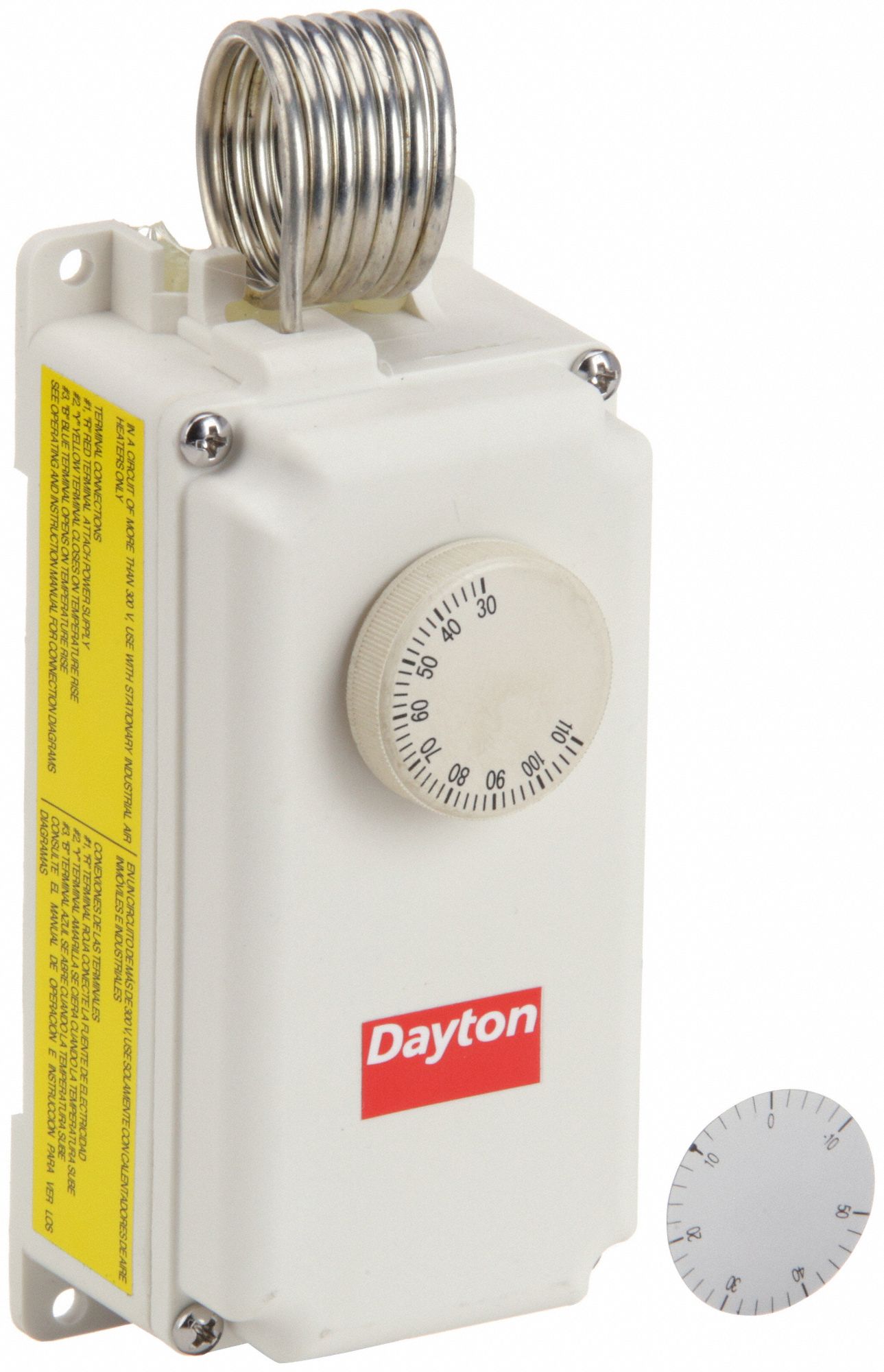 LINE VOLT MECHANICAL THERMOSTAT, HEAT/COOL, PLASTIC, 30 °  TO 110 ° F, 3½ °  TO 12 ° F, 120 TO 270V AC