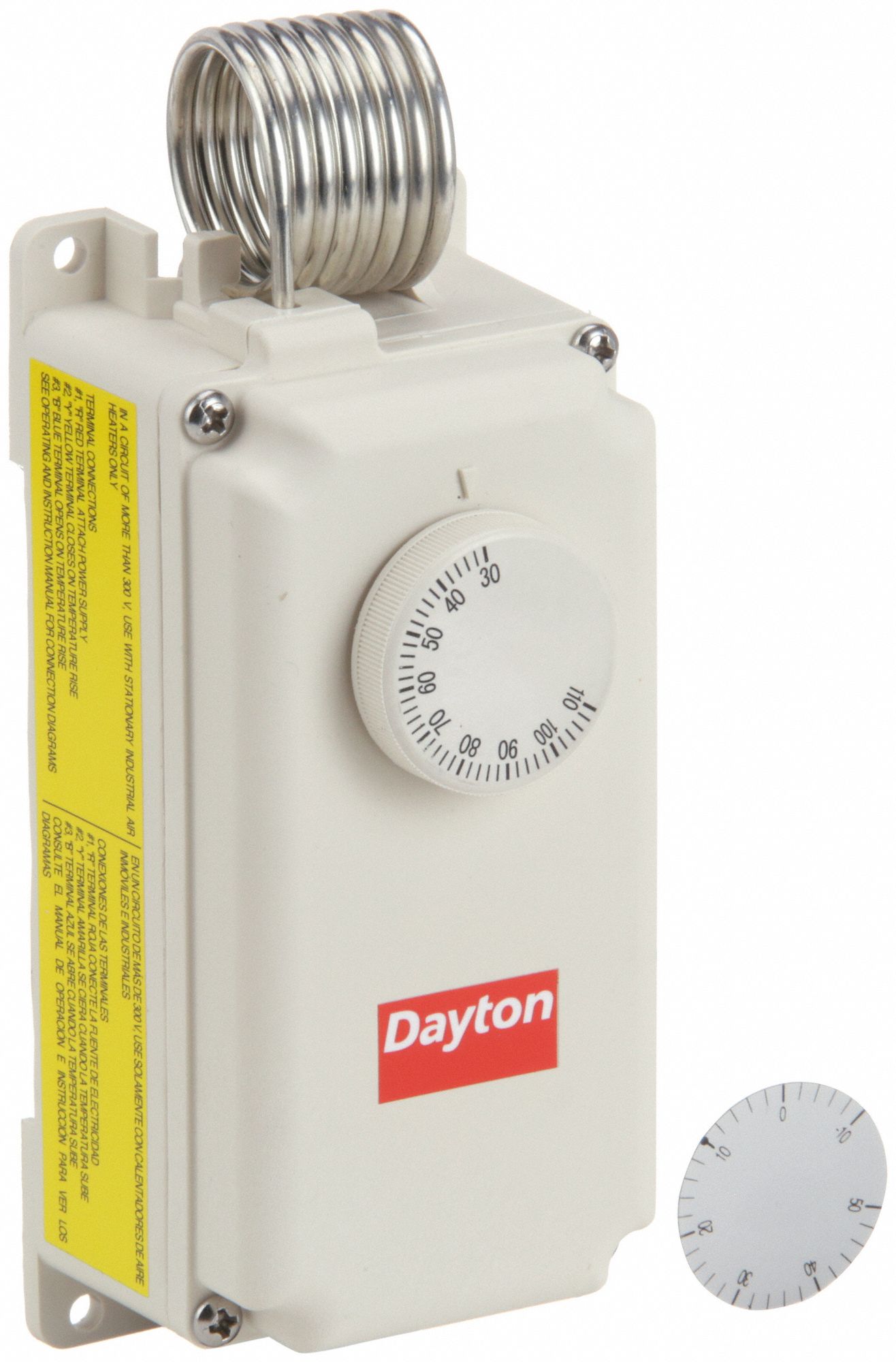 LINE VOLT MECHANICAL THERMOSTAT, HEAT/COOL, PLASTIC, 30 °  TO 110 ° F, 3-1/2 ° F, HYDRAULIC AIR COIL