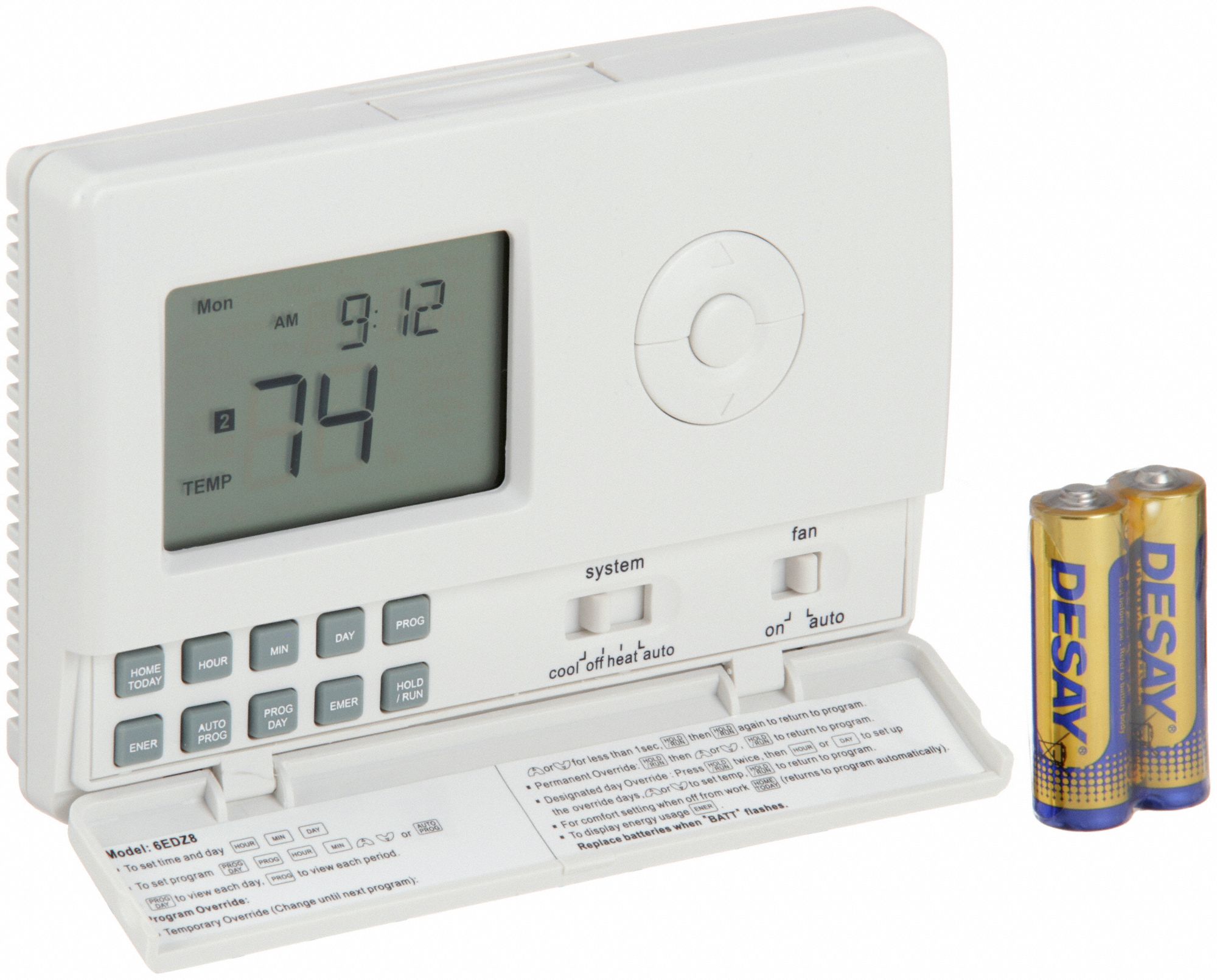 DAYTON Low Voltage Thermostat Heat and Cool, Auto and Manual, B/C/E/W1