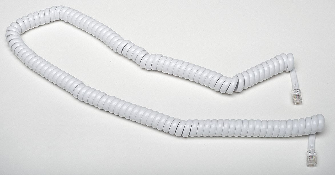 6EEE2 - Telephone Cord Handset Coiled White 15Ft