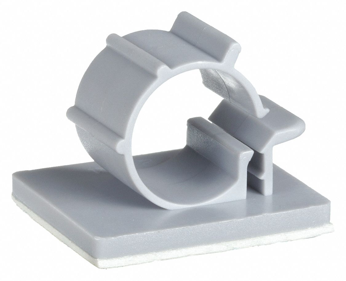 CABLE CLIP, 0.71 IN MAX BUNDLE, 0.71 IN SLOT W, 1.18 IN L, 1 IN W, NYLON, GREY, 25 PK