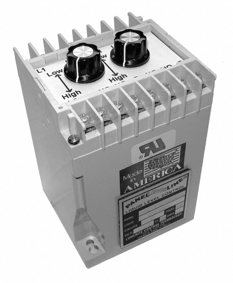 Liquid Level Controller: SPDT, DIN Rail, 110V AC, 4 3/4 in Overall Ht, 2 7/8 in Overall Lg