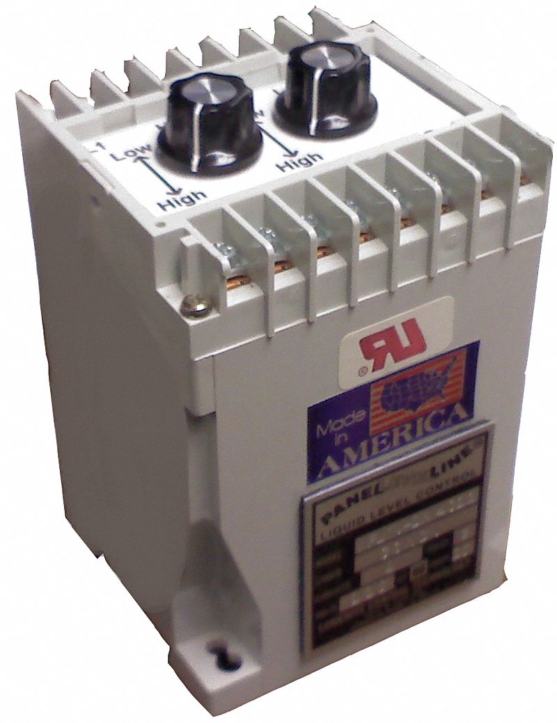 Liquid Level Controller: SPDT, DIN Rail, 220V AC, 4 3/4 in Overall Ht, 2 7/8 in Overall Lg