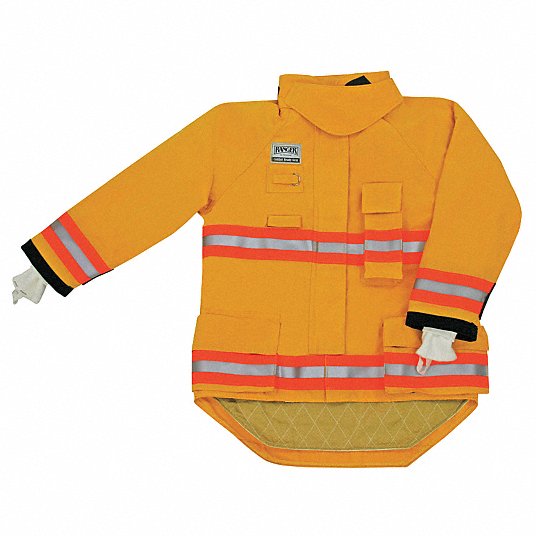 Turnout Coat: 3XL, Yellow, 58 in Fits Chest Size, 29 to 35 in Lg, Zipper/Hook-and-Loop