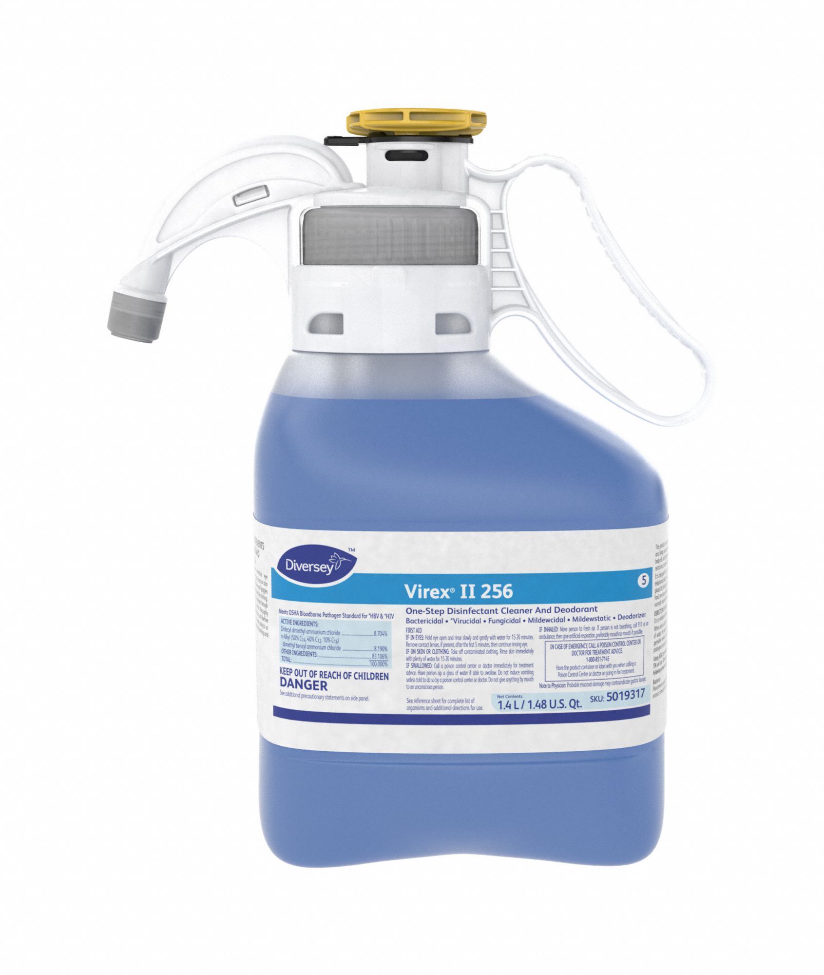 Deodorizing Disinfectant Cleaner: Portion Measuring Bottle, Concentrated, Liquid, Mint