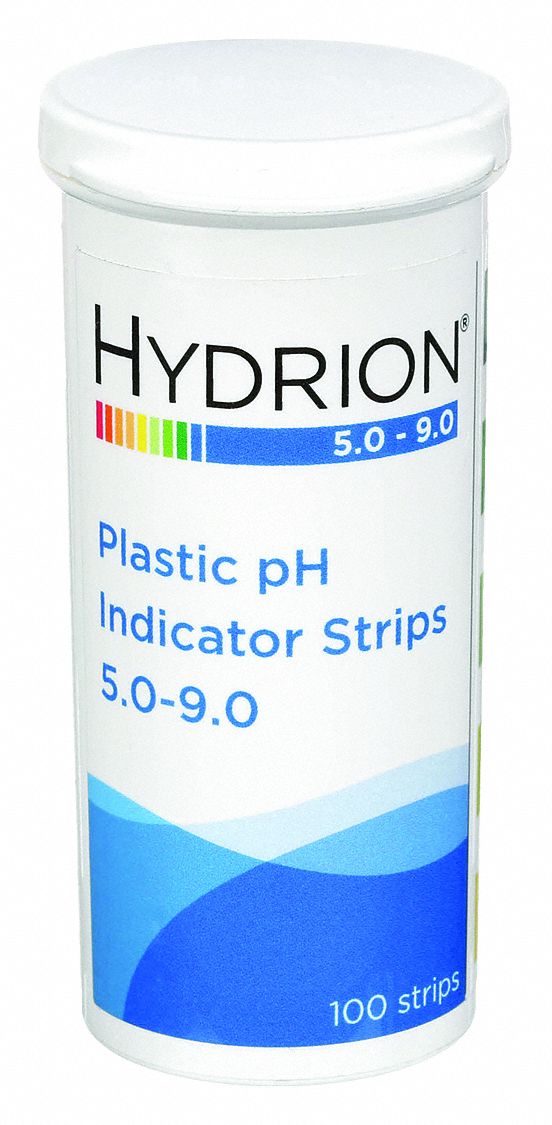 pH Test Strips: 0.5 pH, 2 3/4 in Overall Lg, 1/4 in Overall Wd, 100 Tests, pH