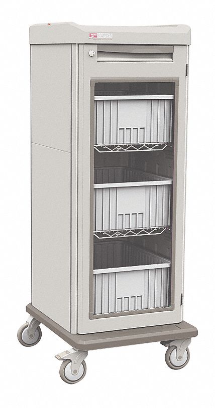 Specialized Medical Supply Cart: Polymer, (4) Swivel, Taupe, 0 Drawers, 1 Shelves