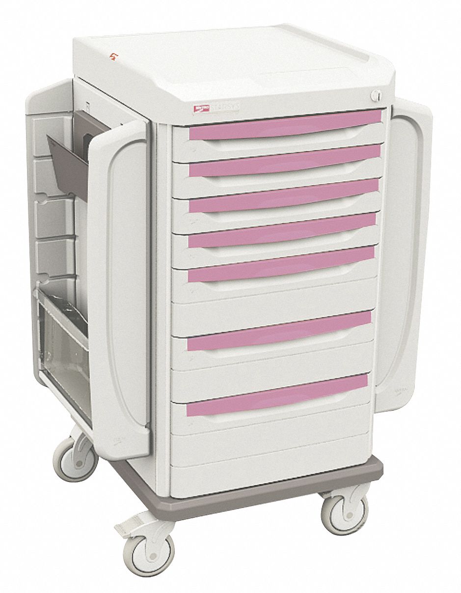 METRO, Polymer, (4) Swivel, Bedside & Nurse Server Cart 6EJF8SXRSBED Grainger
