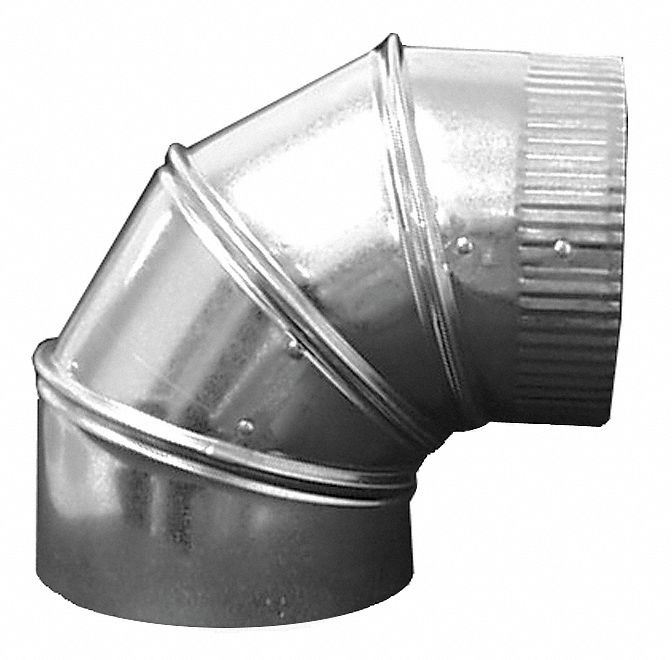 GREENSEAM Galvanized Steel 90 Degree Elbow, 4" Duct Fitting Diameter, 7