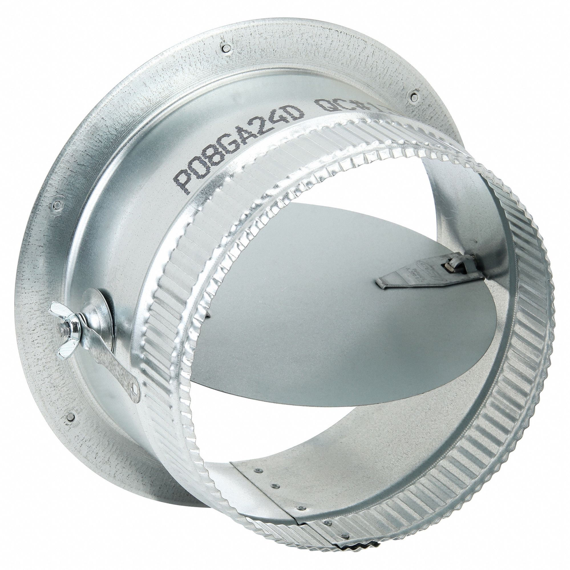 Steel, For 8 in Dia, Duct Collar w/Damper - 6EKJ1 Steel, For 8 in Dia, Duct Collar w/Damper - 6EKJ1