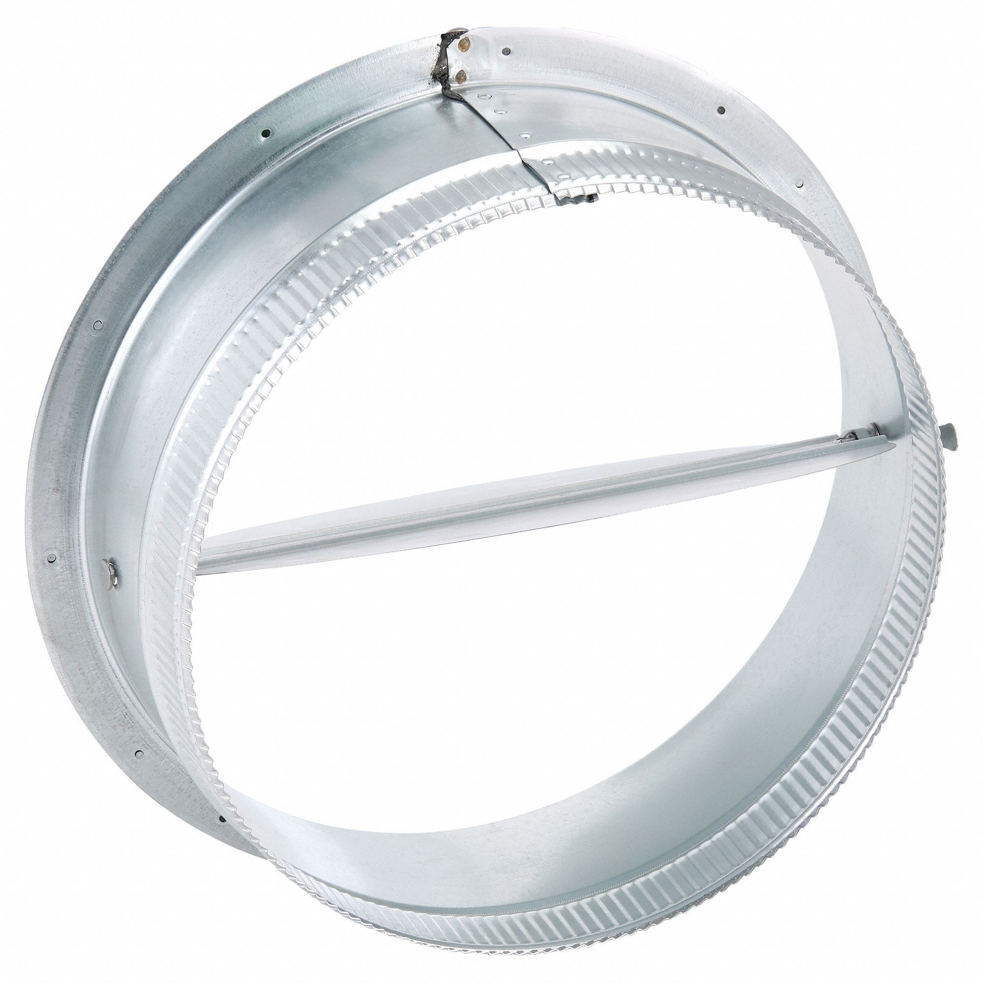 Duct Collar w/Damper: Steel, For 14 in Dia, 5 in Lg, 14 in Flange I.D., 1 in Flange O. D.