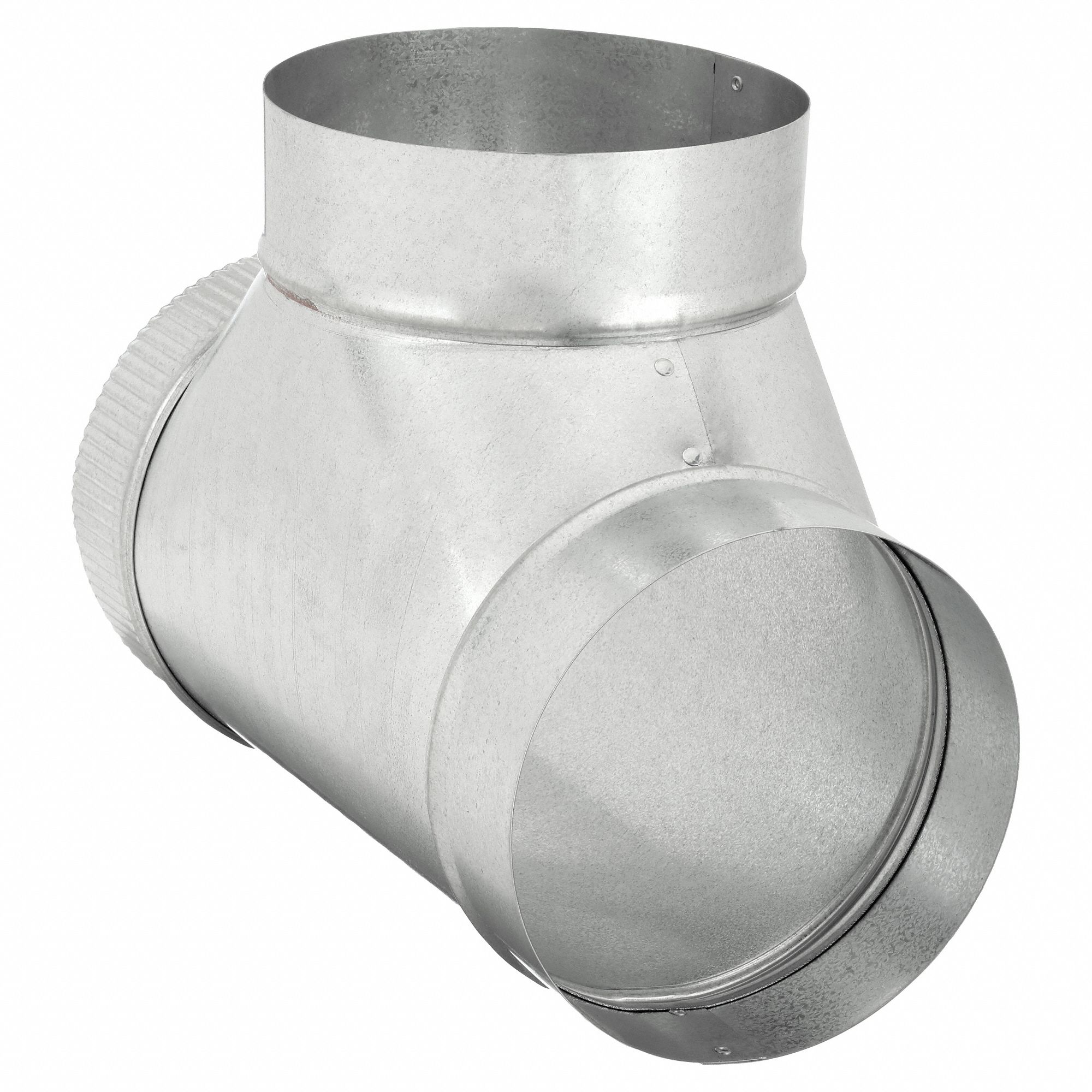 Duct Tee: Steel, For 6 in Dia, 13 in Lg, 6 in Inlet Dia, 6 in Outlet Dia, 24 ga Material Thick