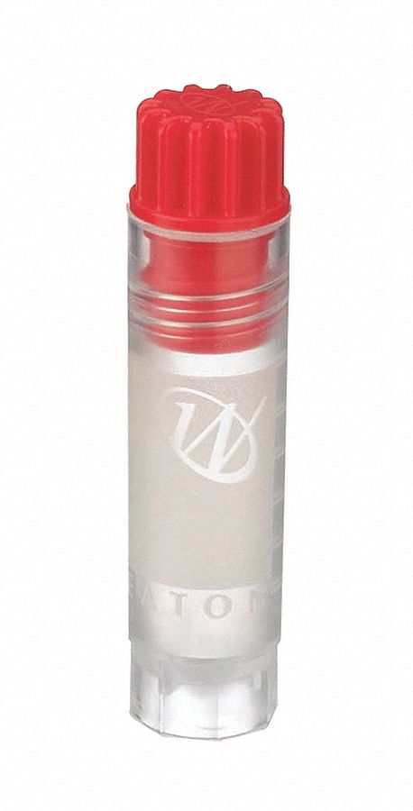 Cryogenic Vial: HDPE, 0.06 fl oz Capacity - oz, 2 mL Capacity - mL, Red, Cryogenic, 12 mm Body Dia