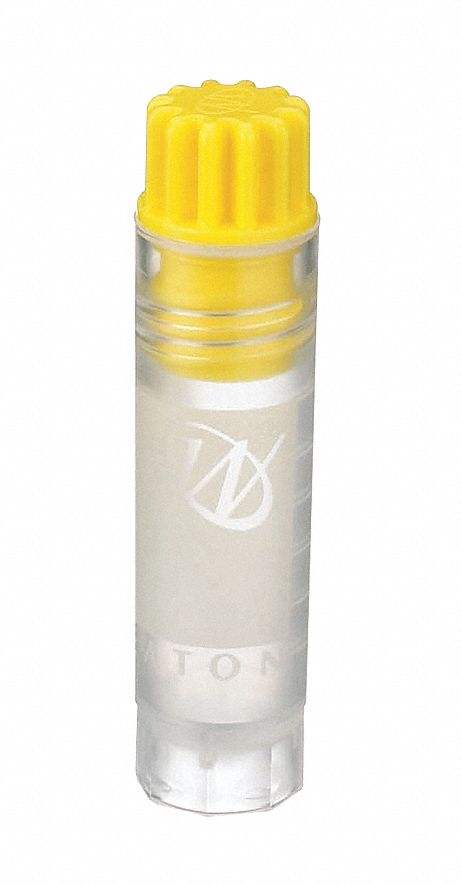 Cryogenic Vial: HDPE, 0.06 fl oz Capacity - oz, 2 mL Capacity - mL, Yellow, Cryogenic, Polypropylene