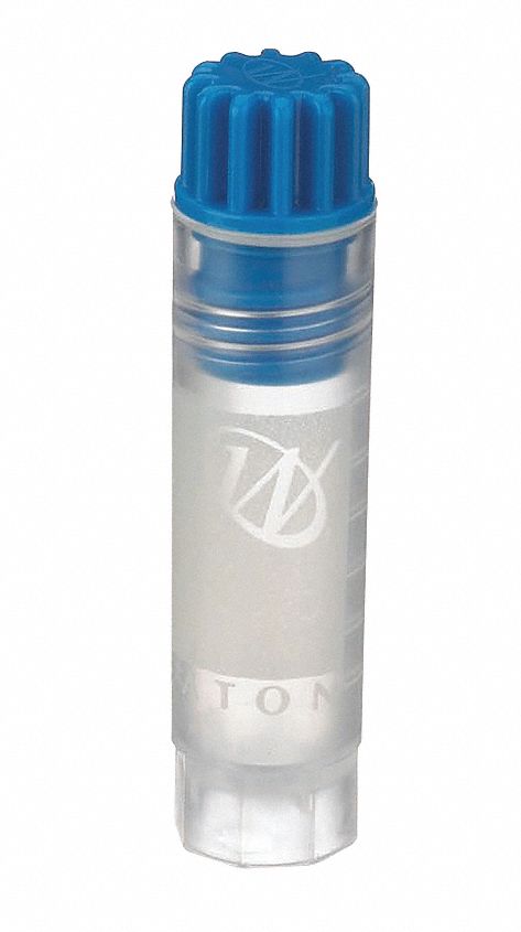 Cryogenic Vial: HDPE, 0.06 fl oz Capacity - oz, 2 mL Capacity - mL, Blue, Cryogenic, 12 mm Body Dia