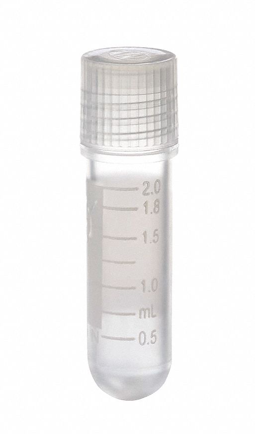 Cryogenic Vial: HDPE, 0.06 fl oz Capacity - oz, 2 mL Capacity - mL, Natural, Cryogenic, Non-Sterile