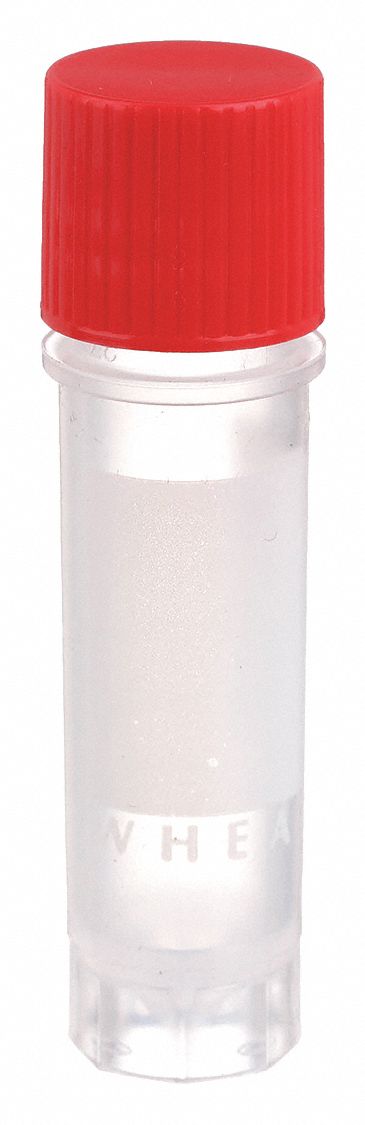Cryogenic Vial: HDPE, 0.06 fl oz Capacity - oz, 2 mL Capacity - mL, Red, Cryogenic, 12 mm Body Dia