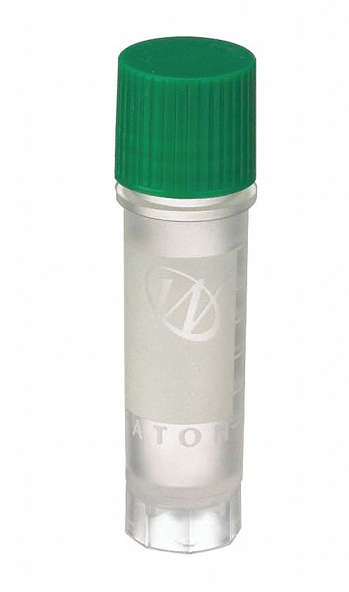 Cryogenic Vial: HDPE, 0.06 fl oz Capacity - oz, 2 mL Capacity - mL, Green, Cryogenic, 12 mm Body Dia
