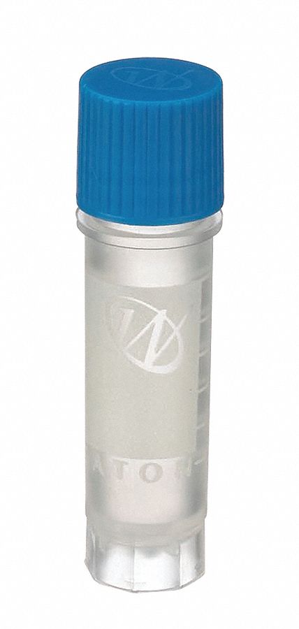 Cryogenic Vial: HDPE, 0.06 fl oz Capacity - oz, 2 mL Capacity - mL, Blue, Cryogenic, 12 mm Body Dia
