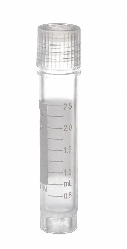 Cryogenic Vial: HDPE, 0.1 fl oz Capacity - oz, 3 mL Capacity - mL, Natural, Cryogenic, Polypropylene