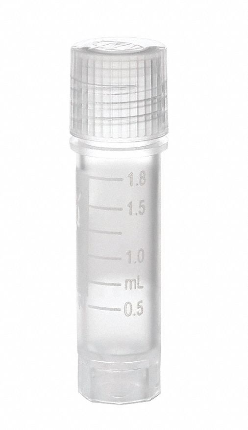 Cryogenic Vial: HDPE, 0.06 fl oz Capacity - oz, 2 mL Capacity - mL, Natural, Cryogenic, Sterile