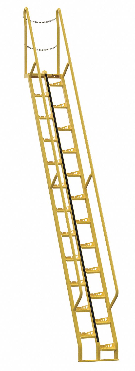 VESTIL Steel Alternating Tread Stairs, 168 in Top Step Height, 350 lb Load Capacity, Perforated