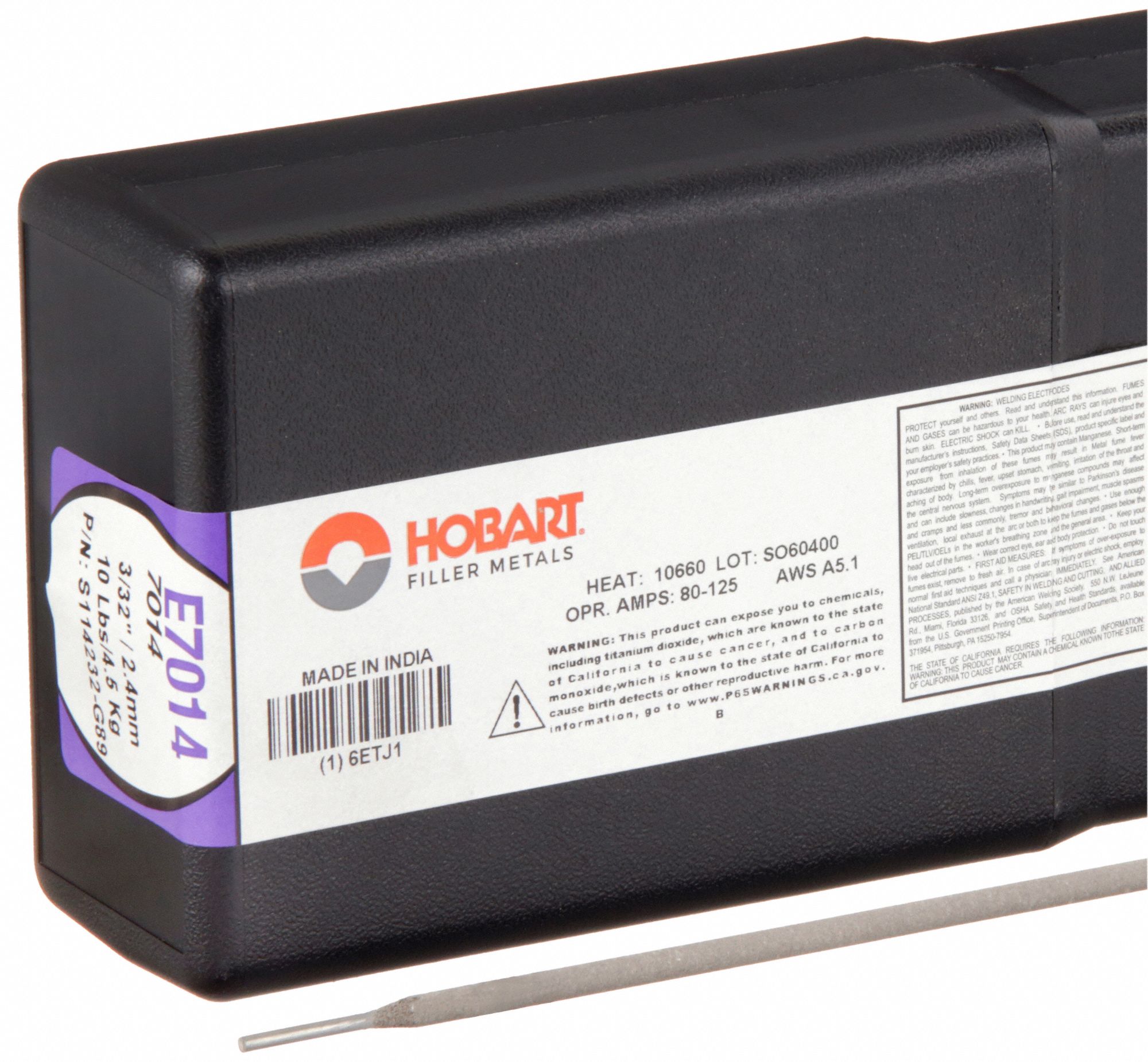 Stick Electrode: Carbon Steel, E7014, 3/32 in x 14 in, 10 lb