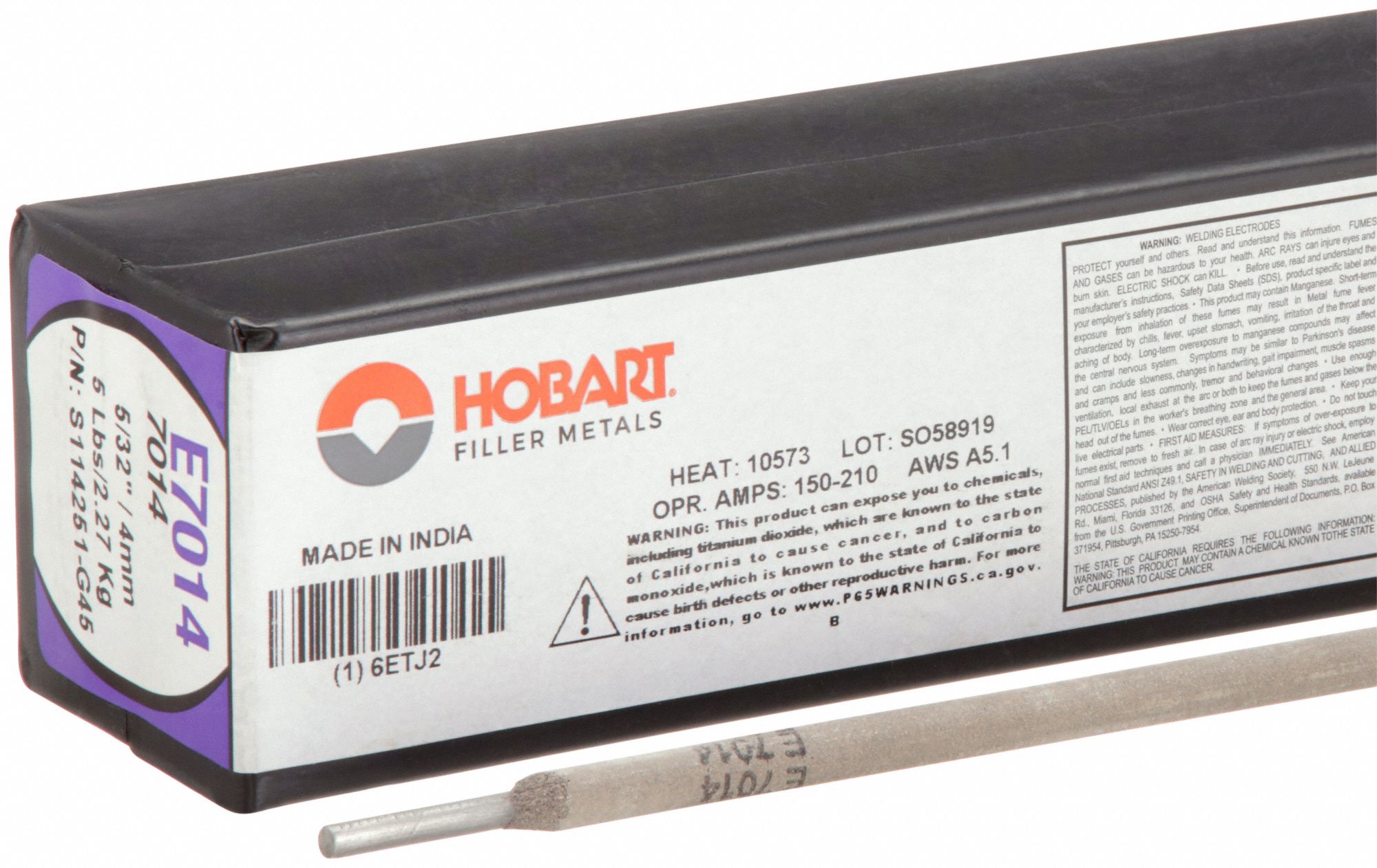 Stick Electrode: Carbon Steel, E7014, 5/32 in x 14 in, 5 lb