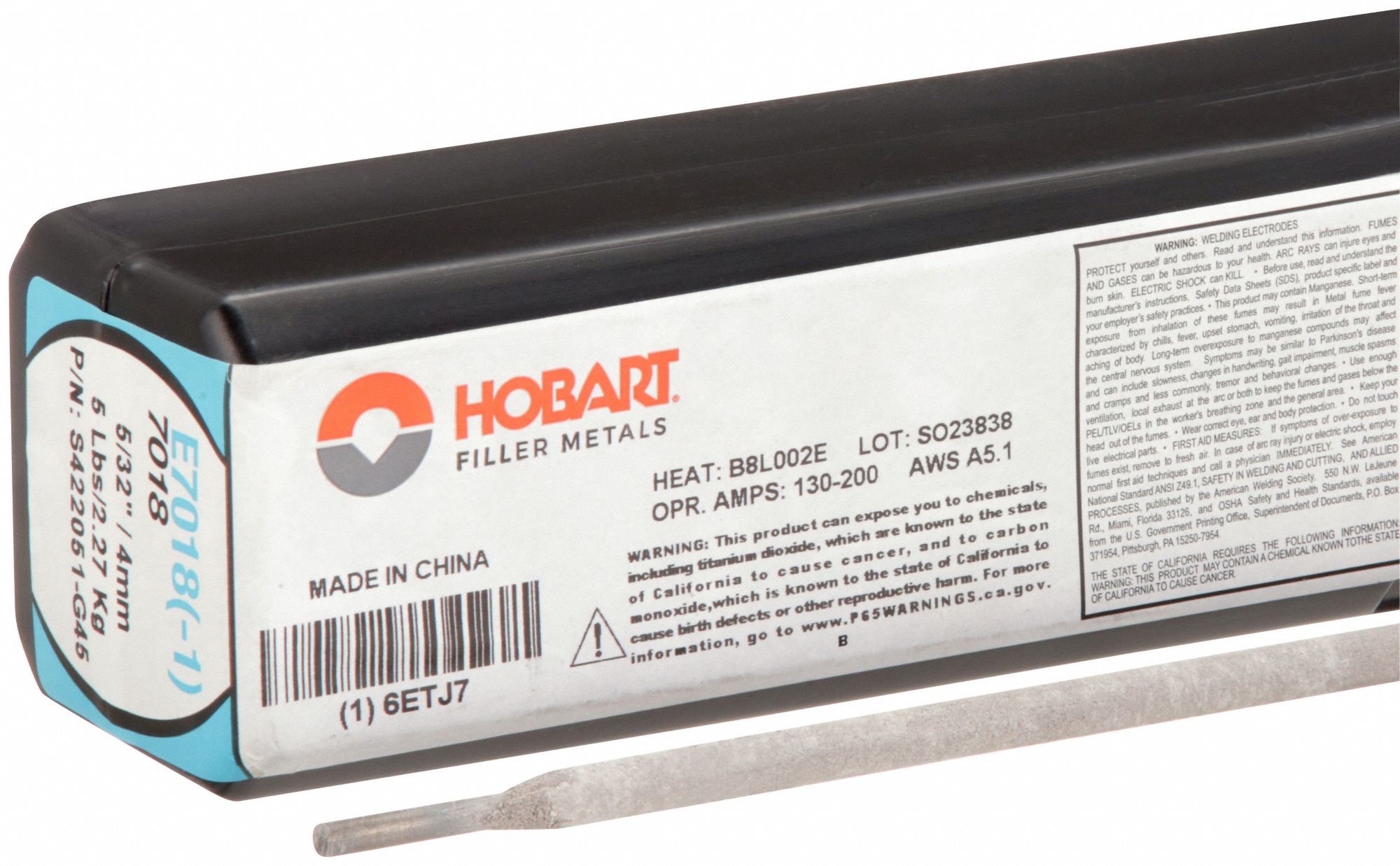 Stick Electrode: Carbon Steel, E7018-1 H4R, 5/32 in x 14 in, 5 lb