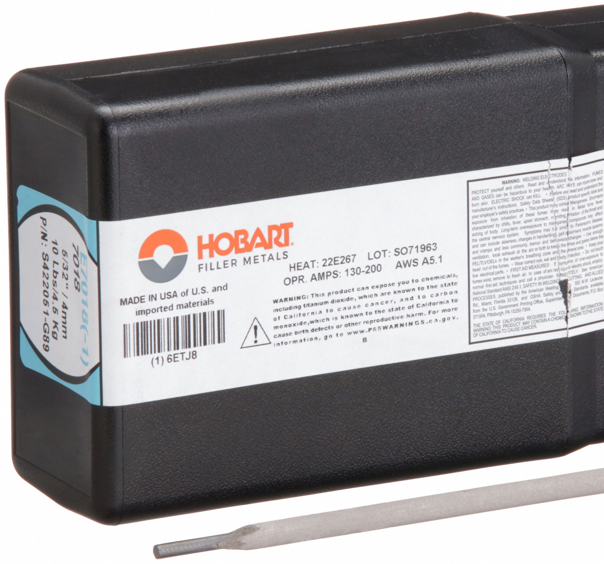 HOBART, Carbon Steel, E70181 H4R, Stick Electrode 6ETJ86ETJ8 Grainger