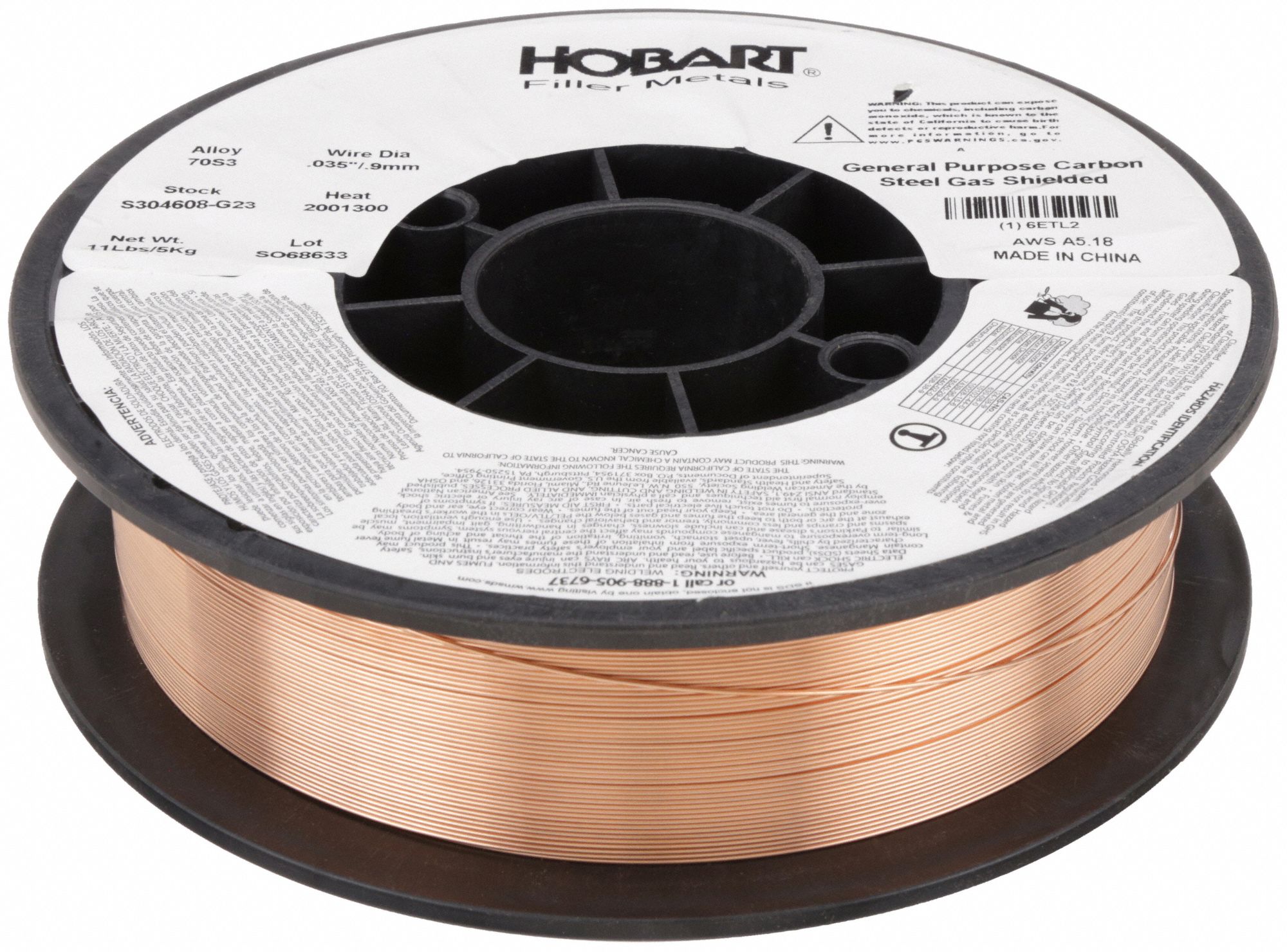 MIG Welding Wire: Carbon Steel, ER70S-3, 0.035 in, 11 lb, Plastic Spool