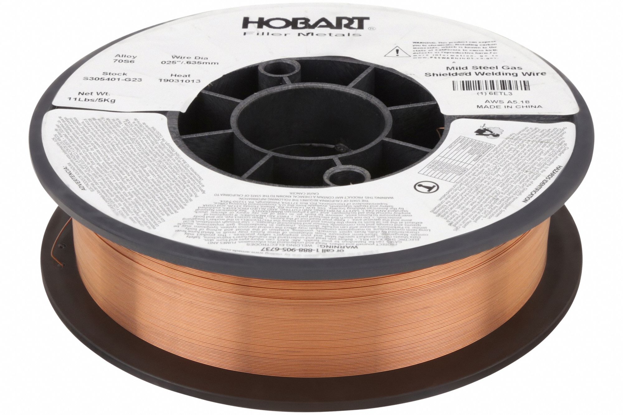 MIG Welding Wire: Carbon Steel, ER70S-6, 0.025 in, 11 lb, Plastic Spool