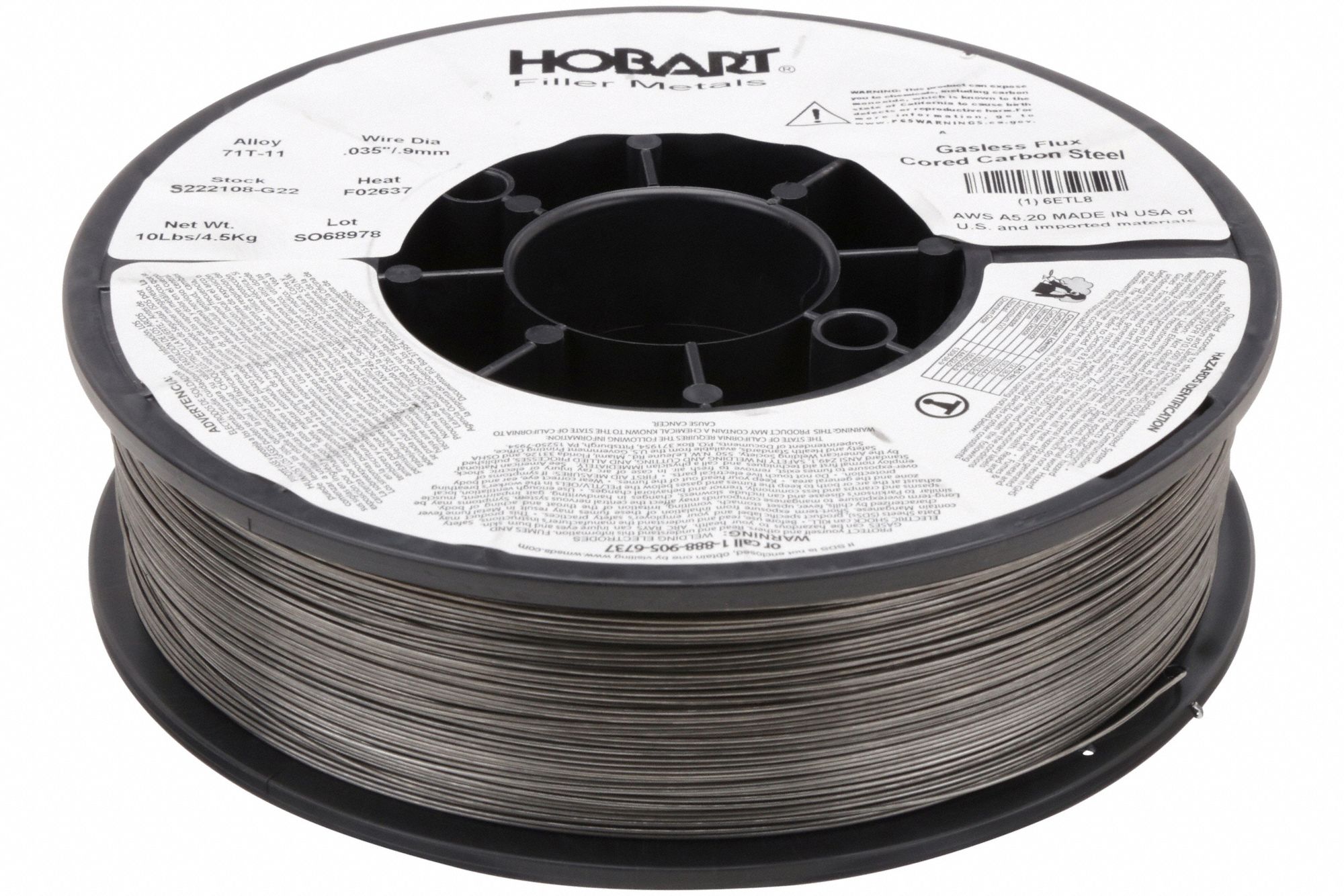 Flux-Cored Welding Wire: Carbon Steel, E71T-11, 0.035 in, 10 lb
